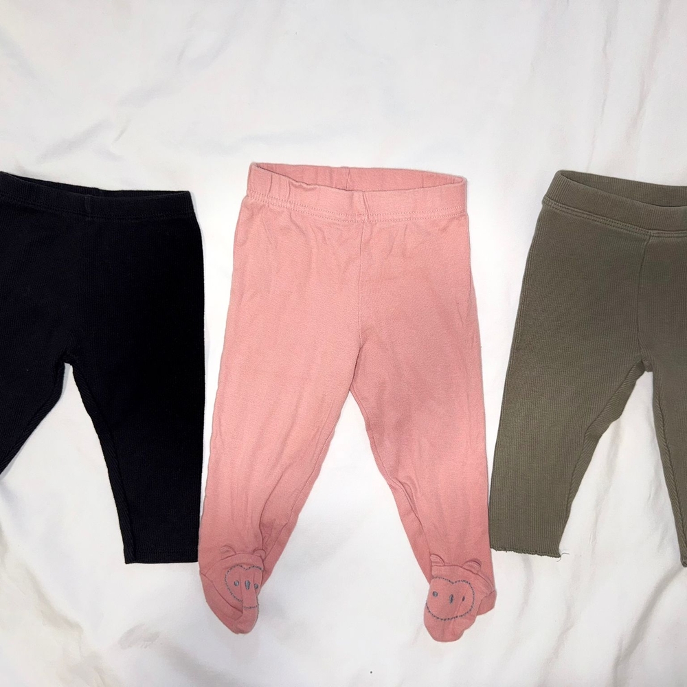 BUNDLE girls Leggings Set - Black, Pink, and Green Sz 6 M excellent conditions
